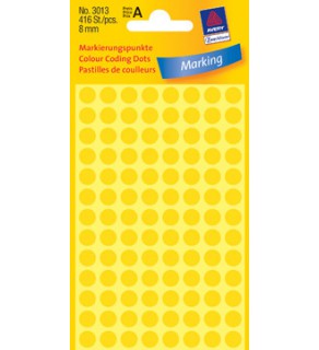 Zelfklevende etiketten, rond Ø 8mm, geel, 416 St.