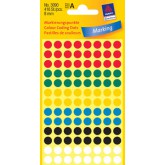 Zelfklevende etiketten, rond Ø 8 mm, div. kleuren, 416 st.