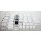 Probeerset transparante doosjes kleiner als 5 cm.