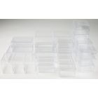 Probeerset transparante plastic doosjes groter als 5 cm.