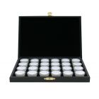 Edelsteencassette, 40 Ronde plasticdoosjes Ø 32 mm. wit/zwart