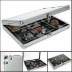 Alu. verzamel vitrine 295x203 mm. - 6 vaks