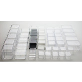 Try-out set transparant plastic boxes smaller than 5 cm.