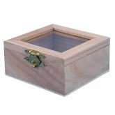 Wooden box with glass window 60 x 60 x 35 mm.