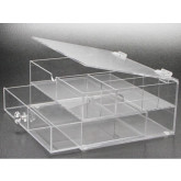 Transparent chest of drawers with 1 drawer and 4 compartments with hinged lid