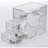Transparent acrylic glass chest of drawers with 3 drawers