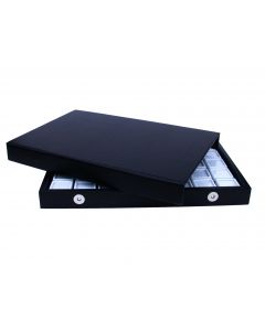 Edelsteen cassette, 40 glasdoosjes 30x30x17 mm.