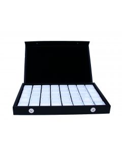 Edelsteencassette, 40 glasdoosjes 30x30x17 mm.