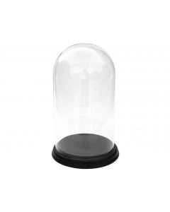 Glazen stolp Ø 118 mm. / H 200 mm. + Houten sokkel