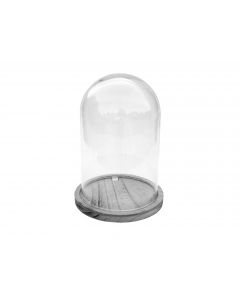 Glazen stolp Ø 112 mm. / H 173 mm. + Houten sokkel