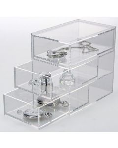 Transparant acrylglas ladekastje met 3 laatjes