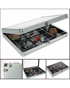 Alu. verzamel vitrine 295x203 mm. - 6 vaks