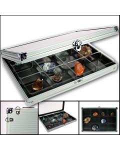 Alu. verzamel vitrine  295x203 mm. - 12 vaks