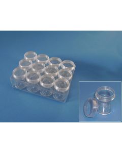 Plastic box met 12 containers 