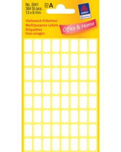 Zelfklevende etiketten 13x8 mm (bxh), wit, 384 st.