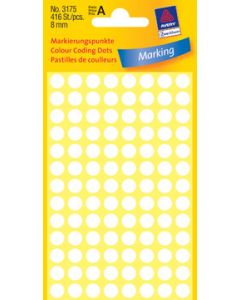 Zelfklevende etiketten, rond Ø 8mm, wit, 416 St.