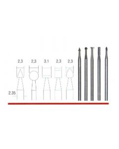 Freesstift-set staal fijn, 5 verschillende vormen