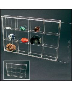 Vitrine 300 x 200 x 45 mm. met 12 vakken 