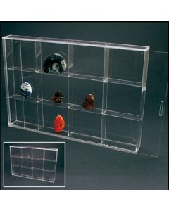 Vitrine 350 x 240 x 45 mm. met 12 vakken