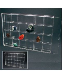 Vitrine 350 x 240 x 45 mm. met 24 vakken