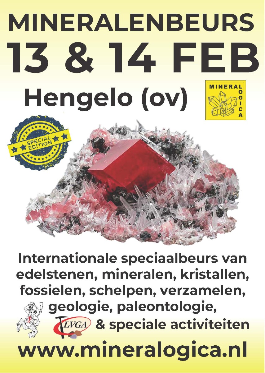 Mineralenbeurs Mineralogica Hengelo 13 en 14 februari 2027